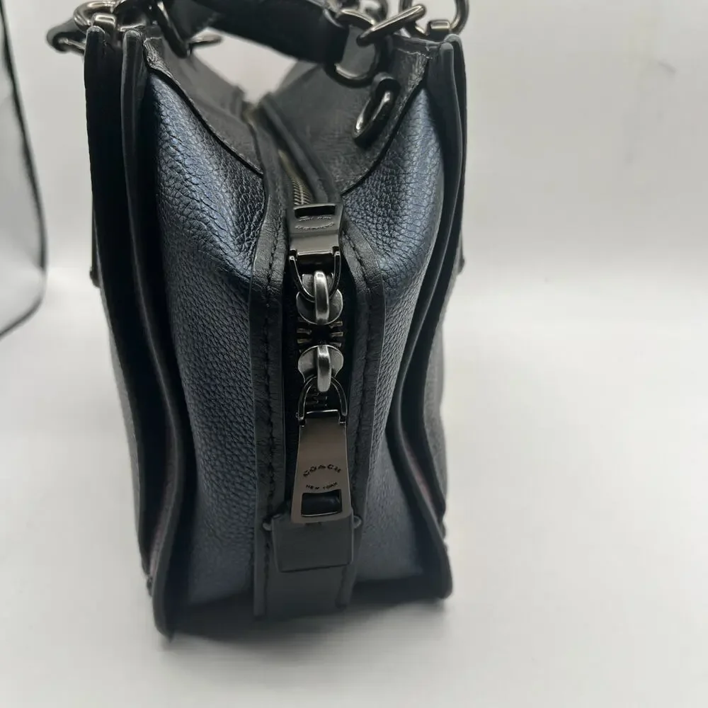 Coach 38841 Dreamer Satchel Leather Pebbled Colorblock Purse Multicolor Metallic